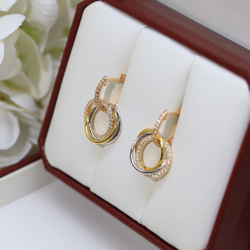 [Love's Uplift]TRINITY HALF DIAMOND  EARRINGS