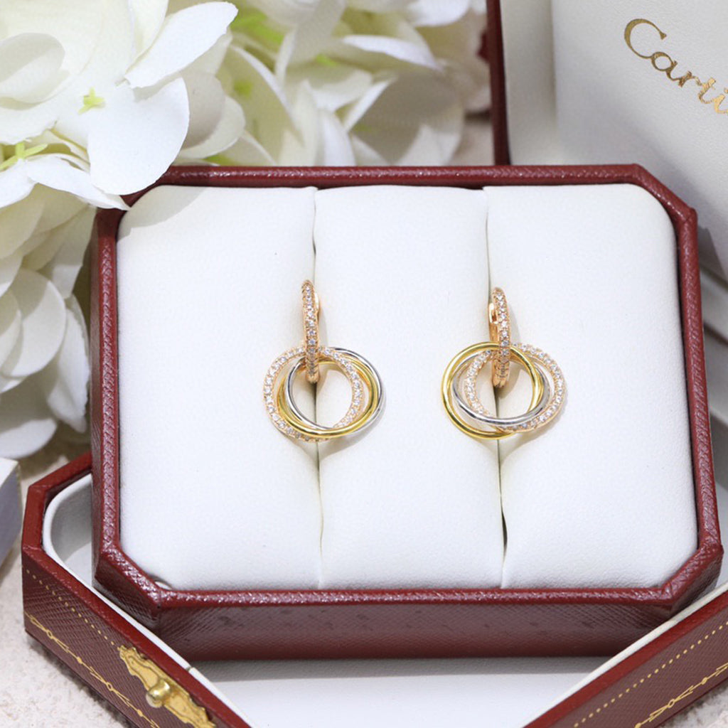 [Love's Uplift]TRINITY HALF DIAMOND  EARRINGS