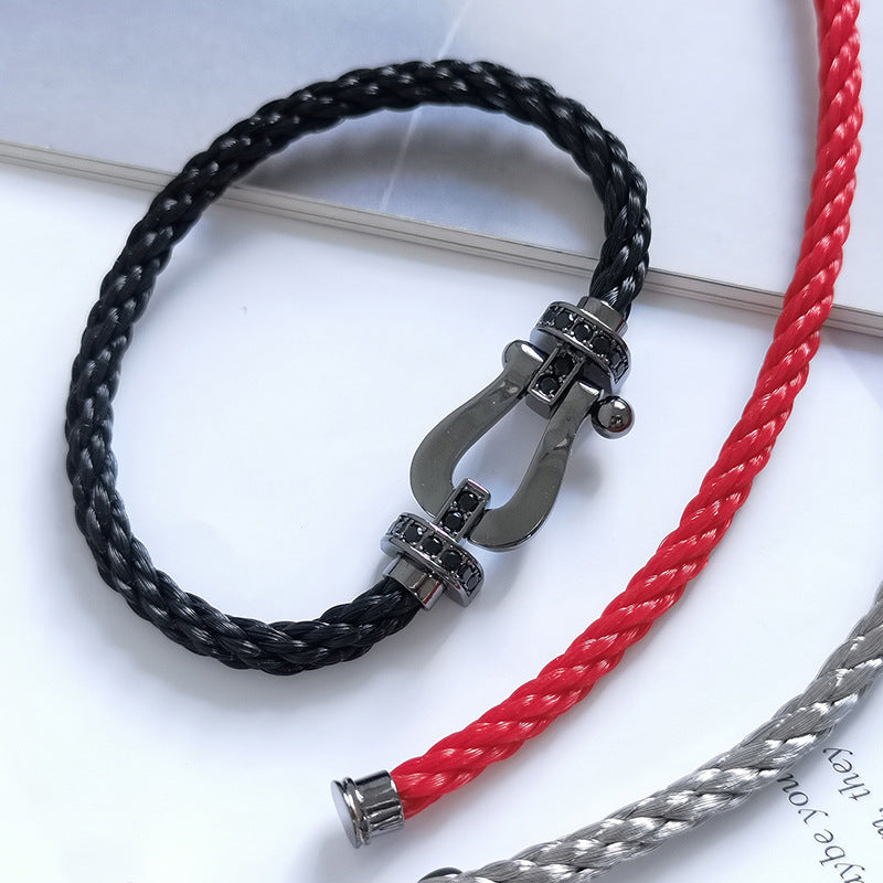 [Love's Uplift]FORCE LARGE SERIES HORSESHOE BLACK SAMURAI BRACELET