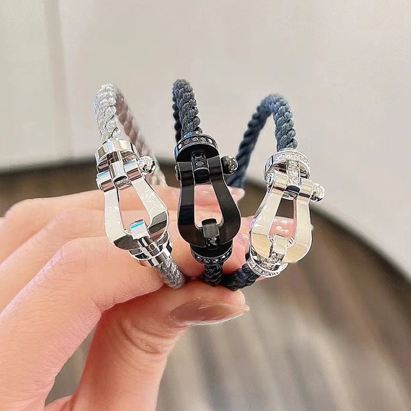 [Love's Uplift]FORCE LARGE HORSESHOE FULL DIAMOND BRACELET SILVER