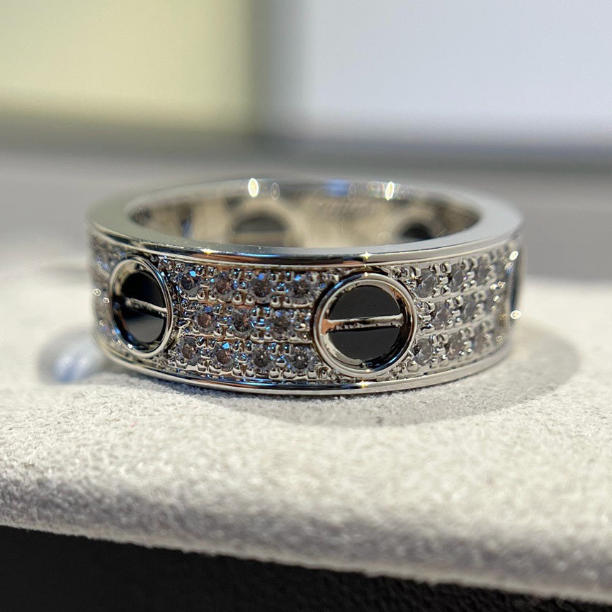 [Love's Uplift]LOVE RING 5.5MM DIAMONDS PAVED CERAMIC