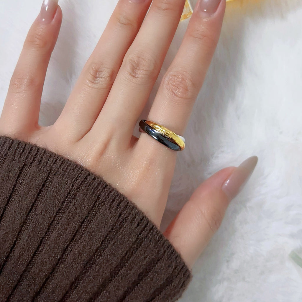 [Love's Uplift]TRINITY 3.2MM RING BLACK CERAMIC