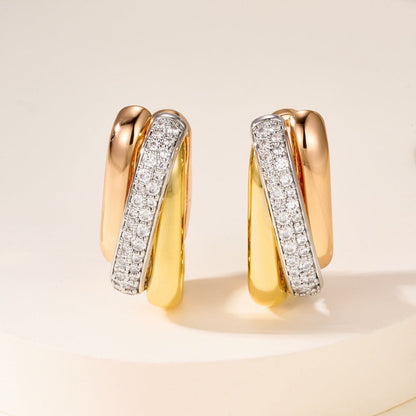 [Love's Uplift]TRINITY HALF DIAMOND  CUSHION EARRINGS