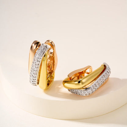 [Love's Uplift]TRINITY HALF DIAMOND  CUSHION EARRINGS