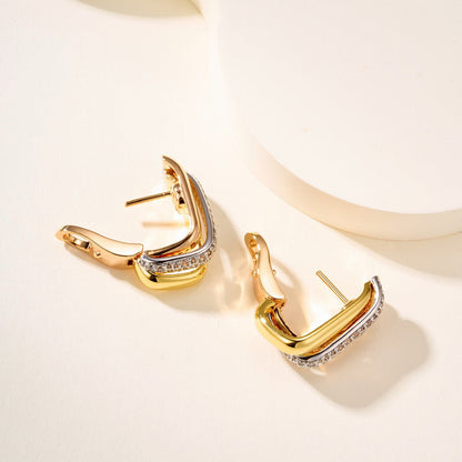 [Love's Uplift]TRINITY HALF DIAMOND  CUSHION EARRINGS