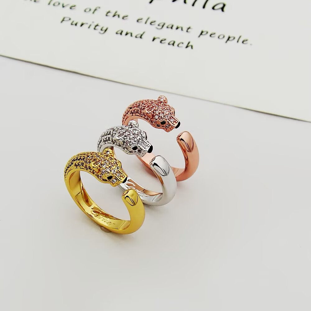[Love's Uplift]PANTHERE HALF DIAMOND SMALL RING