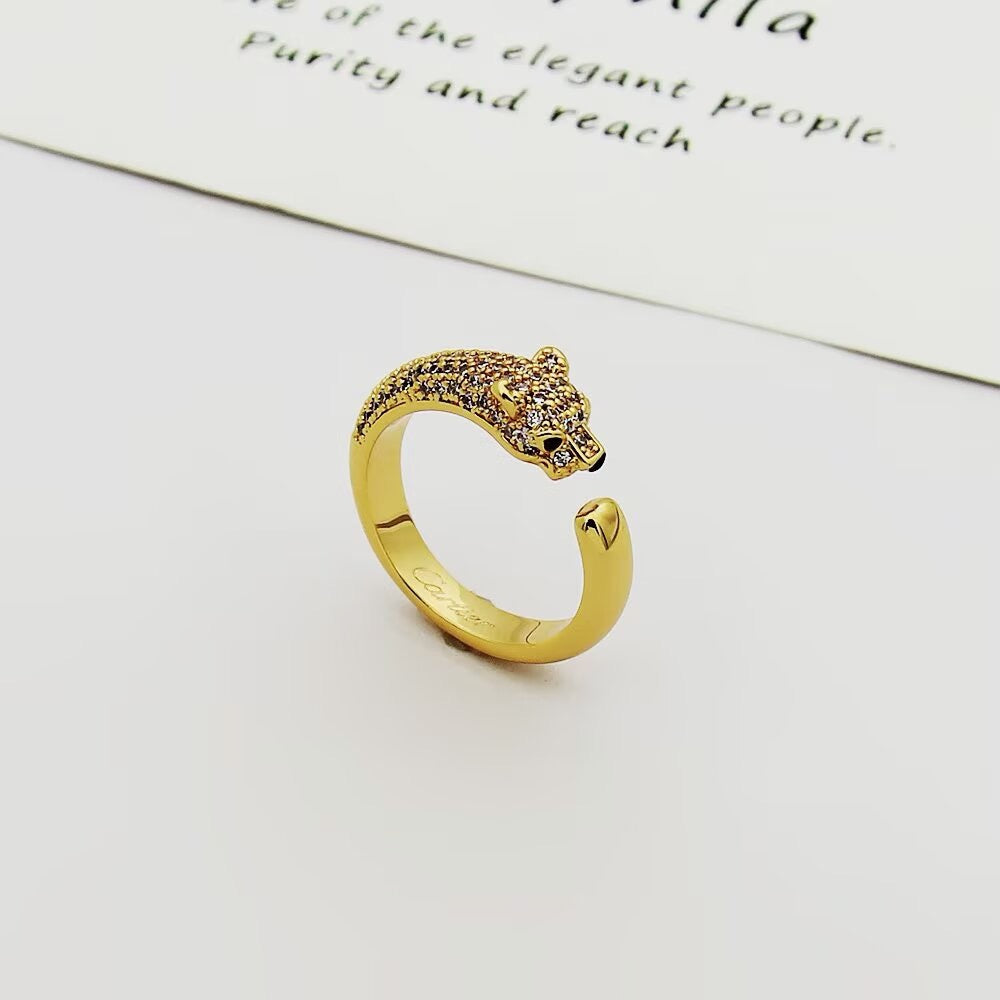 [Love's Uplift]PANTHERE HALF DIAMOND SMALL RING
