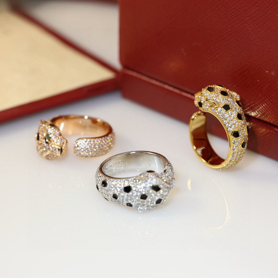 [Love's Uplift]PANTHERE SPOTTED FULL DIAMOND MEDIUM RING