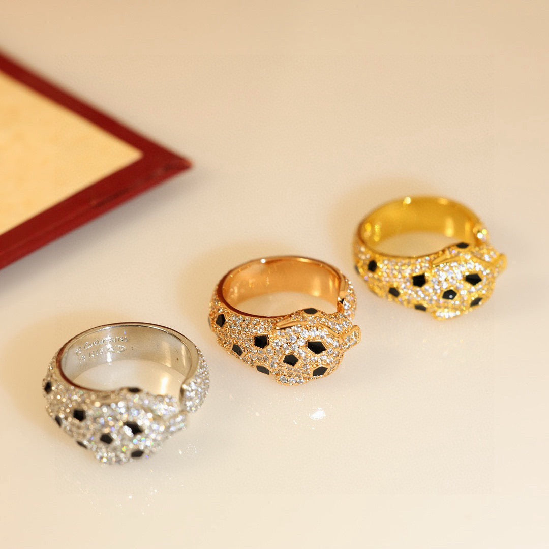 [Love's Uplift]PANTHERE SPOTTED FULL DIAMOND MEDIUM RING