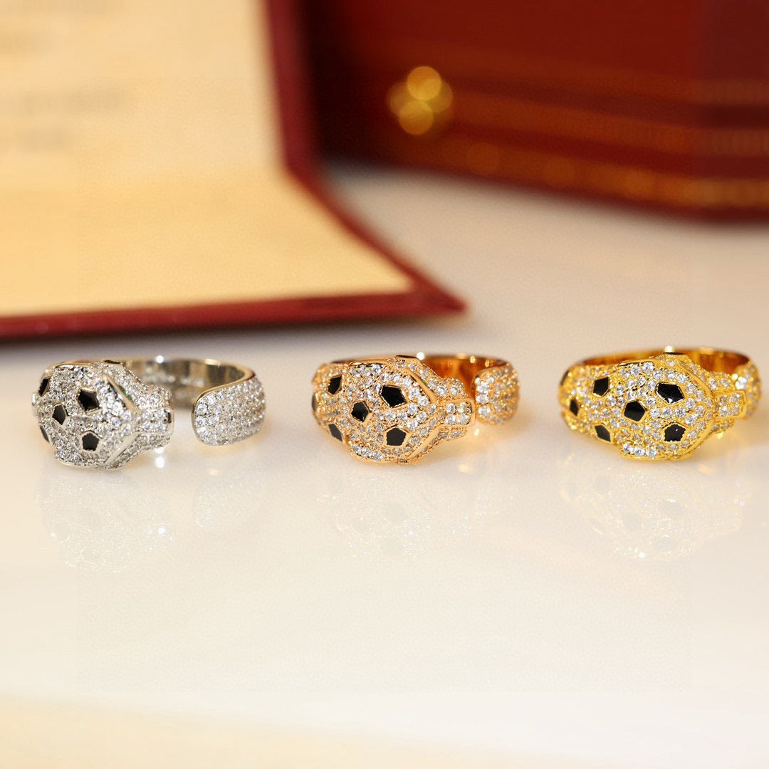 [Love's Uplift]PANTHERE SPOTTED FULL DIAMOND MEDIUM RING