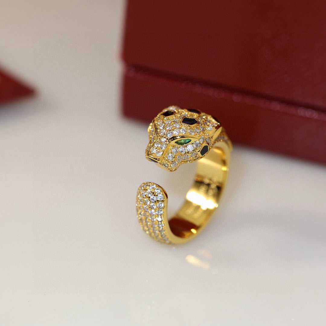 [Love's Uplift]PANTHERE SPOTTED FULL DIAMOND MEDIUM RING