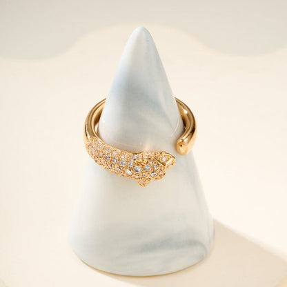 [Love's Uplift]PANTHERE HALF DIAMOND SMALL RING