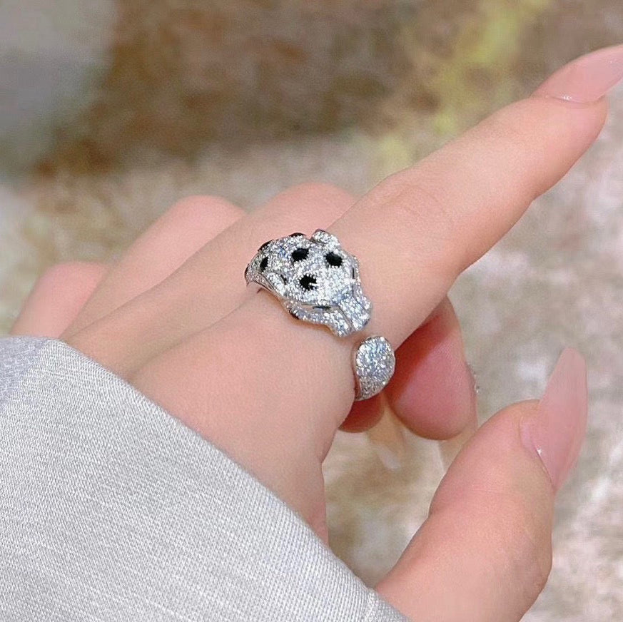 [Love's Uplift]PANTHERE SPOTTED FULL DIAMOND MEDIUM RING