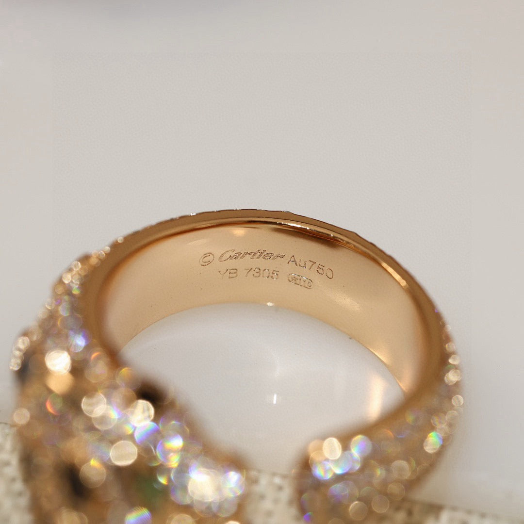 [Love's Uplift]PANTHERE SPOTTED FULL DIAMOND MEDIUM RING