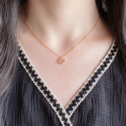 [Love's Uplift]CLOVER 9.5MM PINK MOTHER OF PEARL SINGLE FLOWER NECKLACE