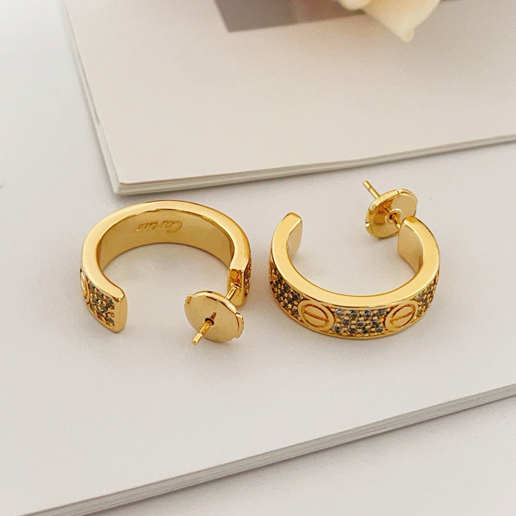 [Love's Uplift]LOVE 5.5MM DIAMOND PAVED EARRINGS