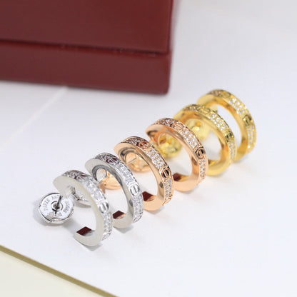 [Love's Uplift]LOVE 5.5MM DIAMOND PAVED EARRINGS