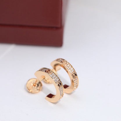 [Love's Uplift]LOVE 5.5MM DIAMOND PAVED EARRINGS