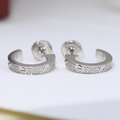 [Love's Uplift]LOVE 5.5MM DIAMOND PAVED EARRINGS