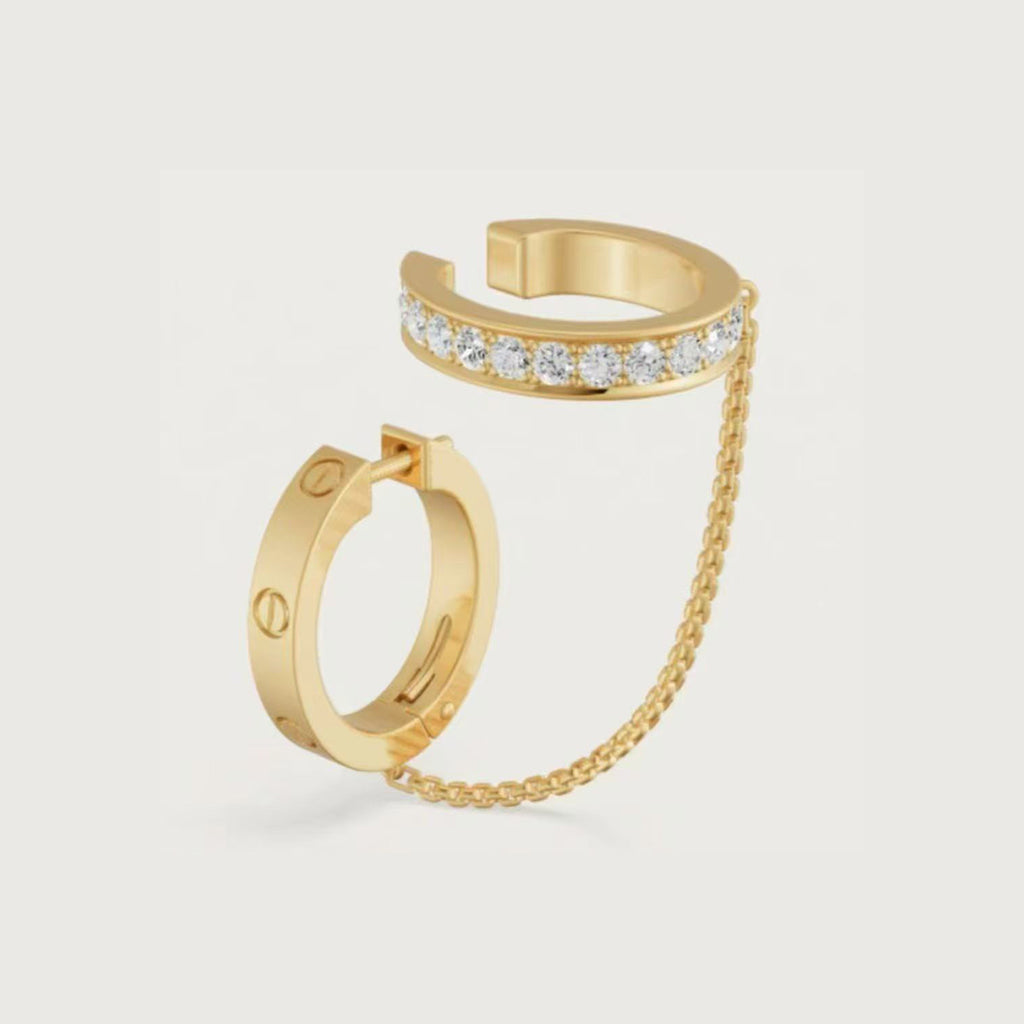 [Love's Uplift]LOVE 3.0MM HALF DIAMOND EARRINGS