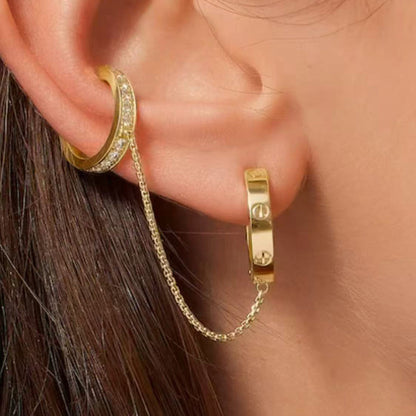 [Love's Uplift]LOVE 3.0MM HALF DIAMOND EARRINGS