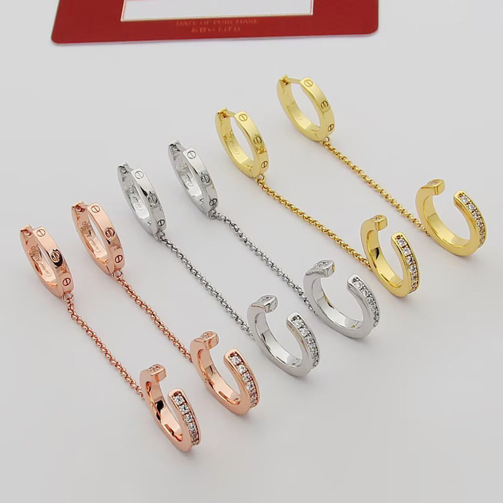 [Love's Uplift]LOVE 3.0MM HALF DIAMOND EARRINGS