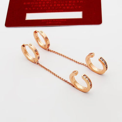[Love's Uplift]LOVE 3.0MM HALF DIAMOND EARRINGS