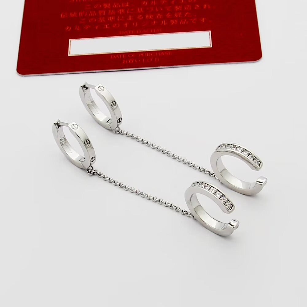 [Love's Uplift]LOVE 3.0MM HALF DIAMOND EARRINGS