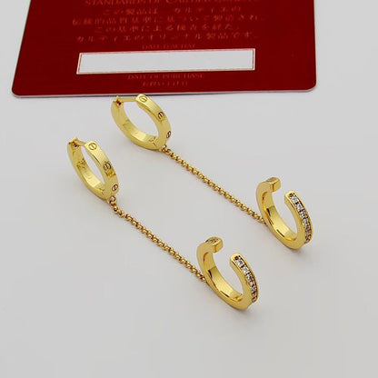 [Love's Uplift]LOVE 3.0MM HALF DIAMOND EARRINGS