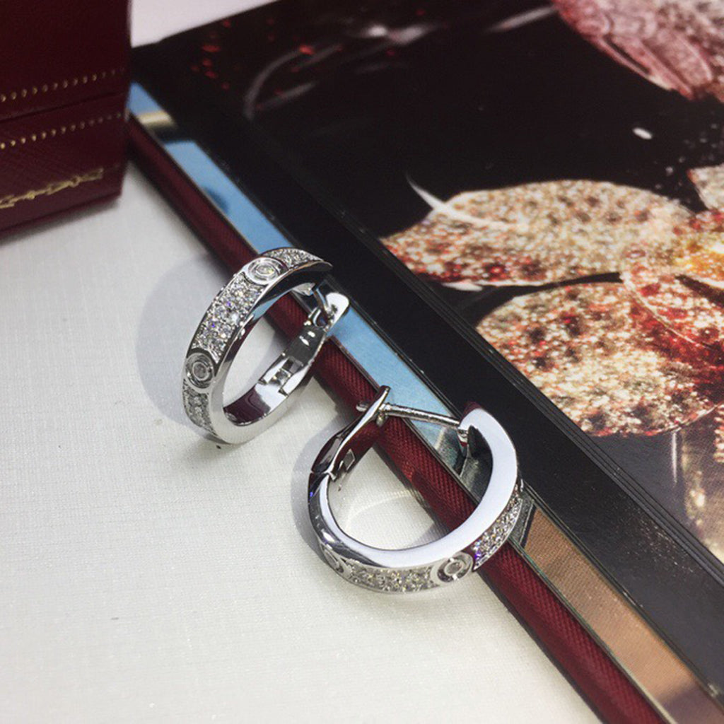 [Love's Uplift]LOVE 5.5MM DIAMOND PAVED EARRINGS