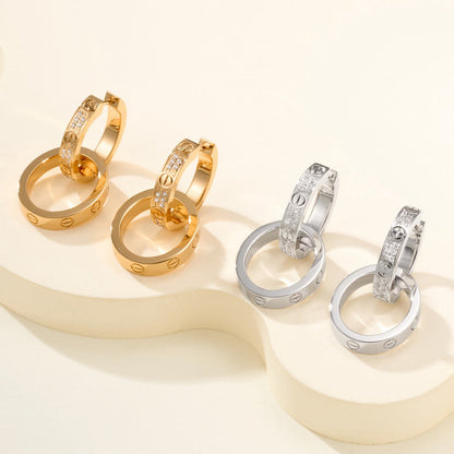 [Love's Uplift]LOVE 3.3MM DANGLE HALF DIAMOND EARRINGS