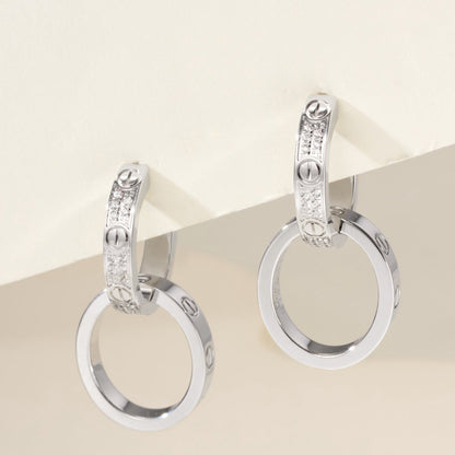 [Love's Uplift]LOVE 3.3MM DANGLE HALF DIAMOND EARRINGS