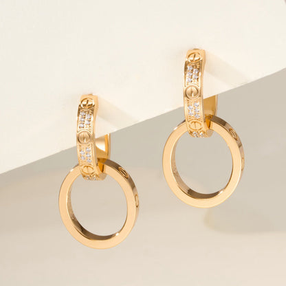 [Love's Uplift]LOVE 3.3MM DANGLE HALF DIAMOND EARRINGS