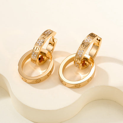 [Love's Uplift]LOVE 3.3MM DANGLE HALF DIAMOND EARRINGS