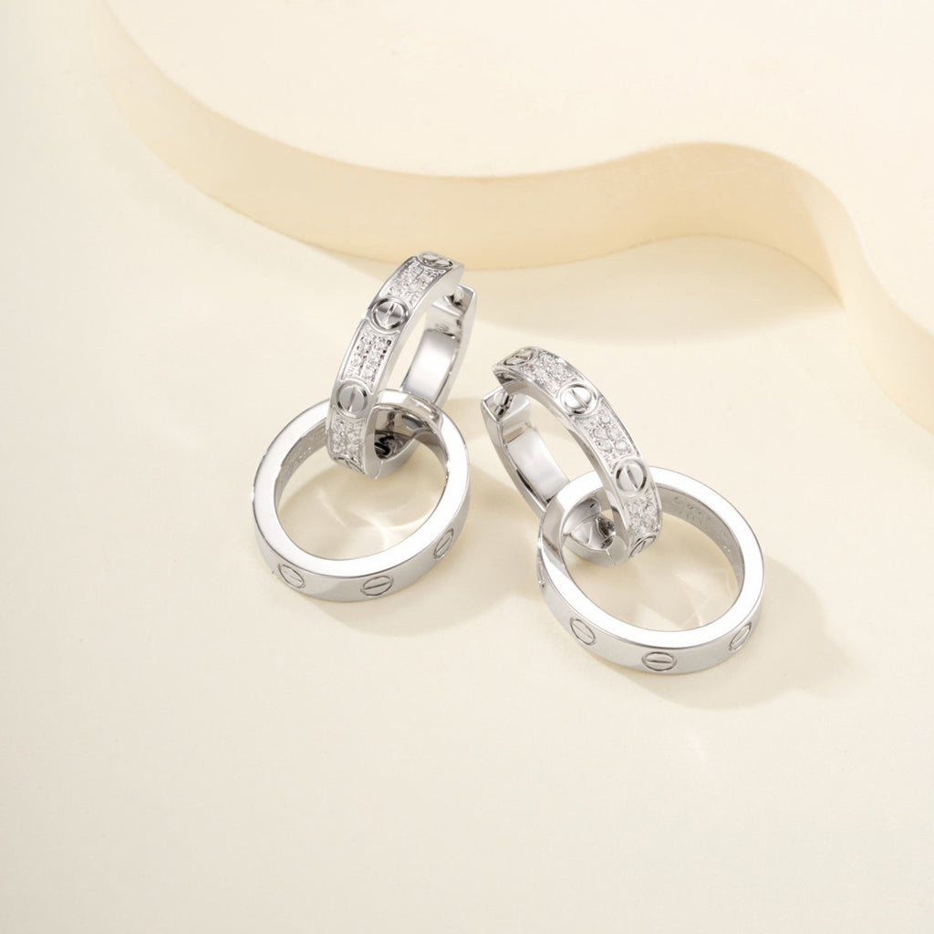 [Love's Uplift]LOVE 3.3MM DANGLE HALF DIAMOND EARRINGS