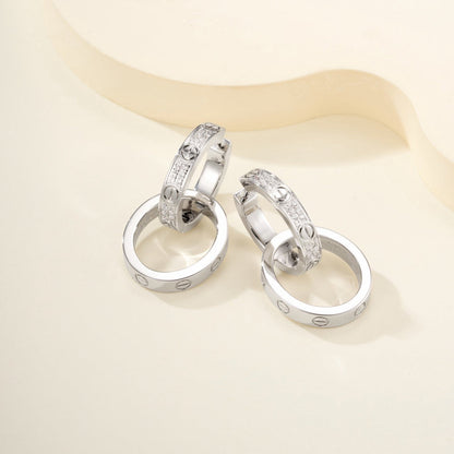 [Love's Uplift]LOVE 3.3MM DANGLE HALF DIAMOND EARRINGS