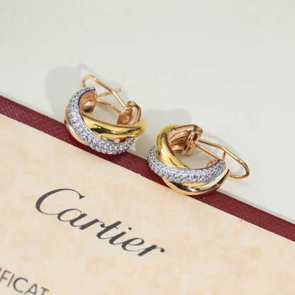 [Love's Uplift]TRINITY HALF DIAMOND  CLASSIC EARRINGS