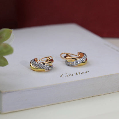 [Love's Uplift]TRINITY HALF DIAMOND  CLASSIC EARRINGS