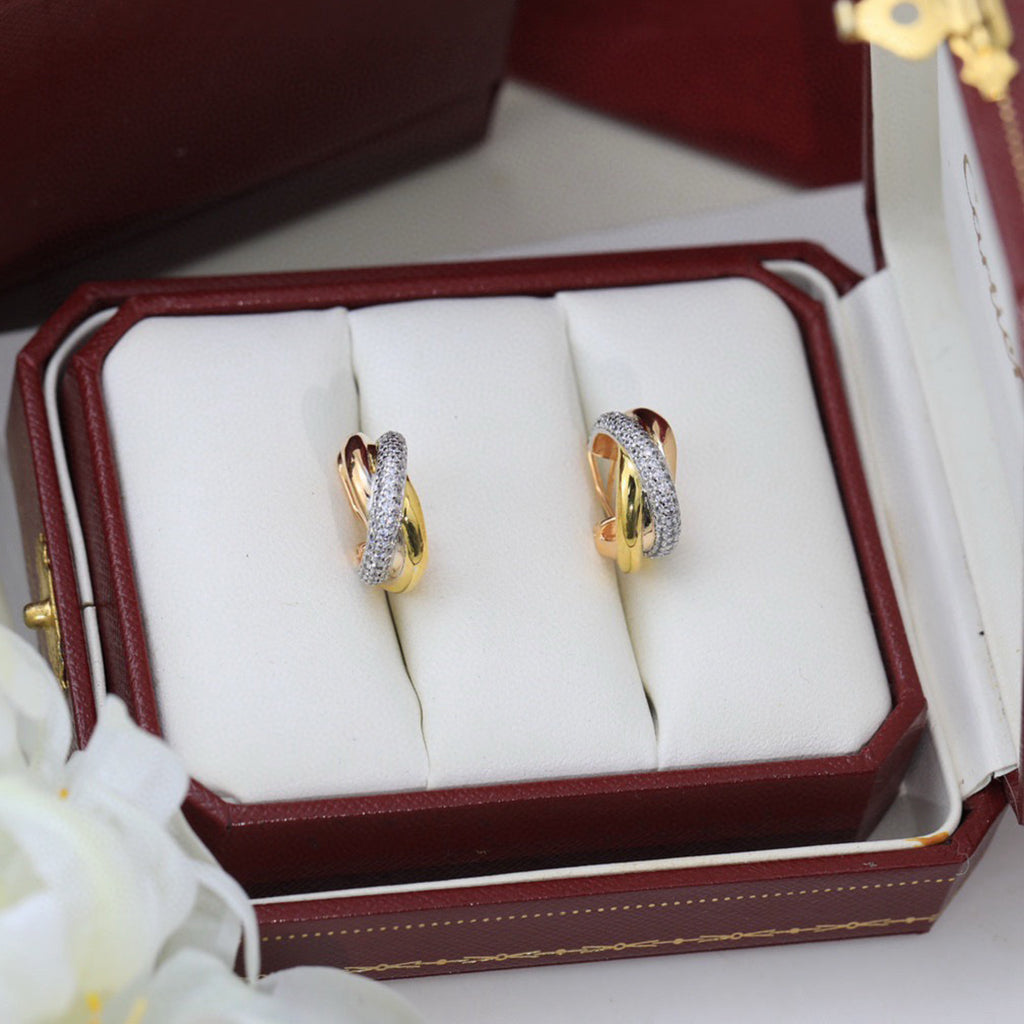 [Love's Uplift]TRINITY HALF DIAMOND  CLASSIC EARRINGS