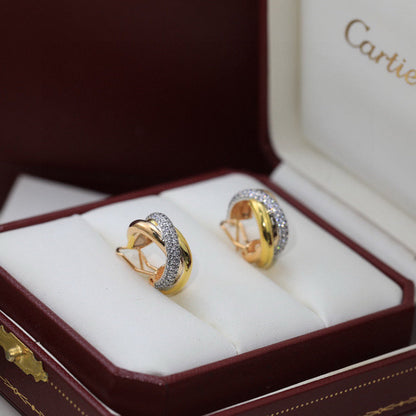 [Love's Uplift]TRINITY HALF DIAMOND  CLASSIC EARRINGS