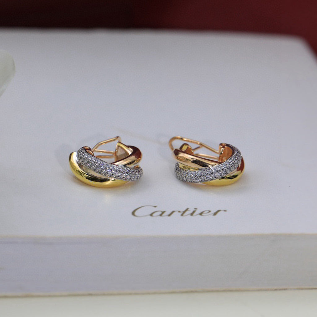 [Love's Uplift]TRINITY HALF DIAMOND  CLASSIC EARRINGS