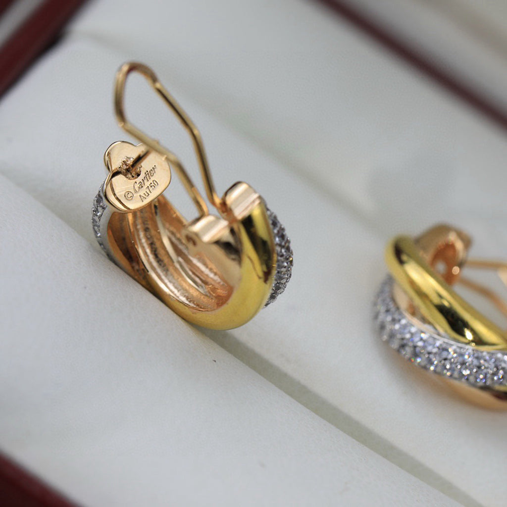 [Love's Uplift]TRINITY HALF DIAMOND  CLASSIC EARRINGS