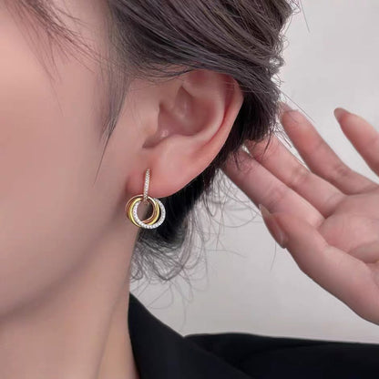 [Love's Uplift]TRINITY HALF DIAMOND  EARRINGS