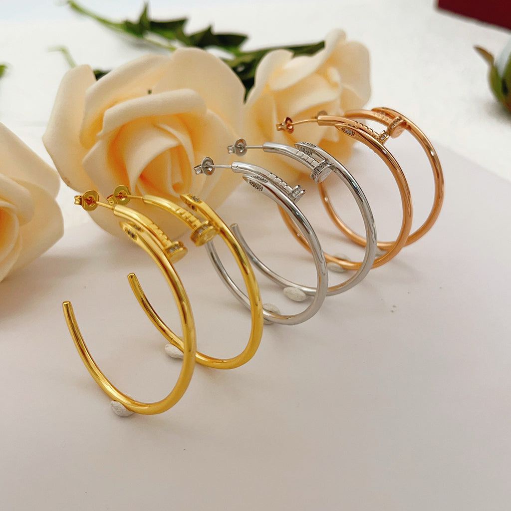 [Love's Uplift]JUSTE HALF DIAMOND LARGE EARRINGS