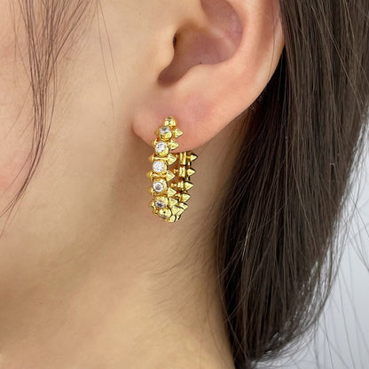 [Love's Uplift]CLASH FULL DIAMOND MEDIUM EARRINGS