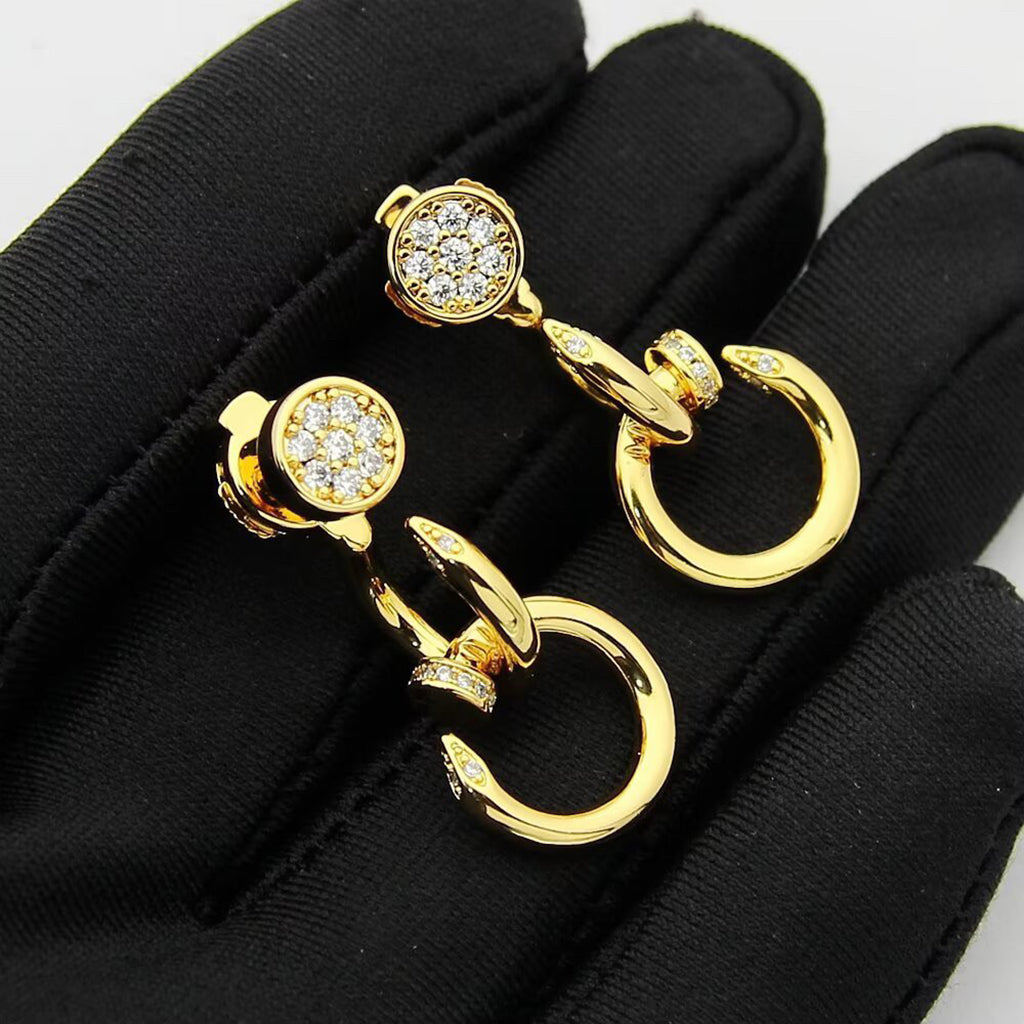 [Love's Uplift]JUSTE HALF DIAMOND DOUBLE EARRINGS