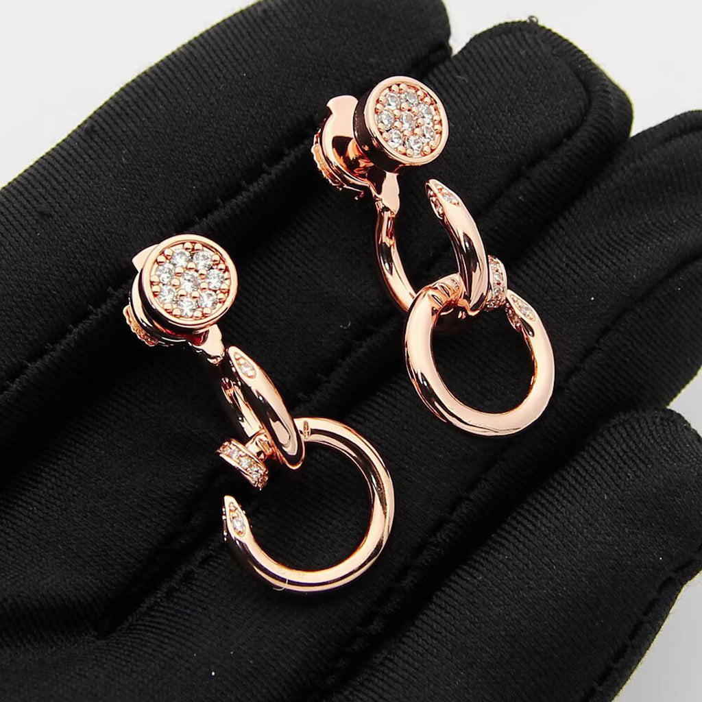 [Love's Uplift]JUSTE HALF DIAMOND DOUBLE EARRINGS