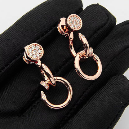 [Love's Uplift]JUSTE HALF DIAMOND DOUBLE EARRINGS