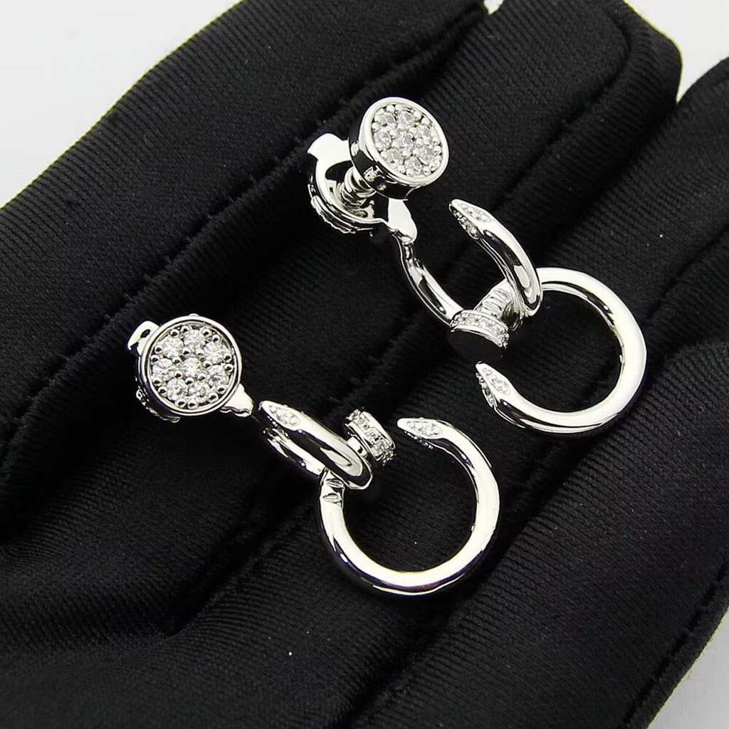 [Love's Uplift]JUSTE HALF DIAMOND DOUBLE EARRINGS