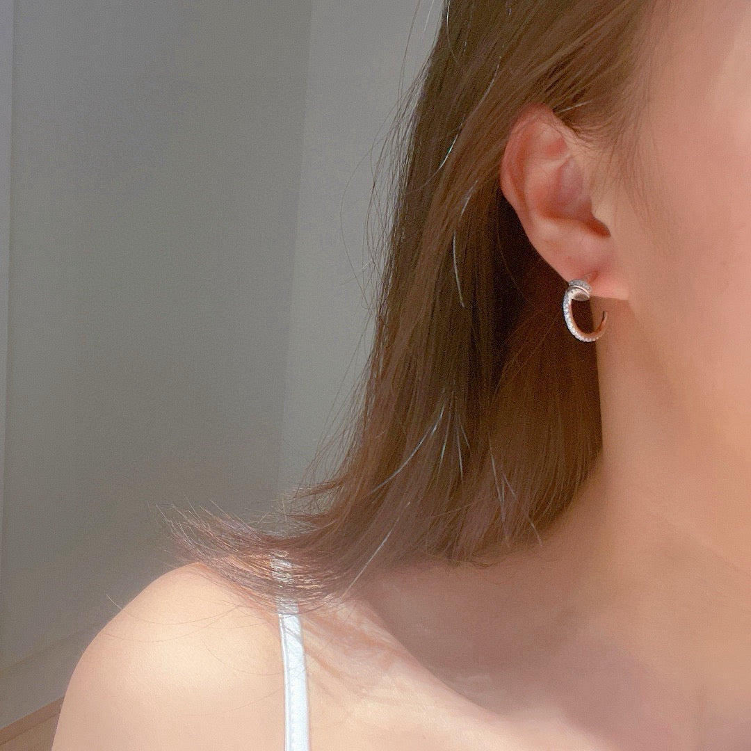 [Love's Uplift]JUSTE FULL DIAMOND DOUBLE EARRINGS